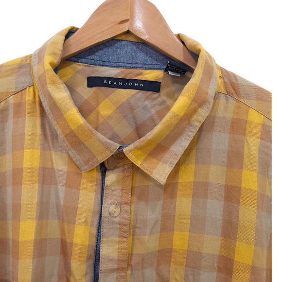 NWT Sean Jean| Plaid Button Down Mens Shirt Size 4XB - Picture 1 of 7